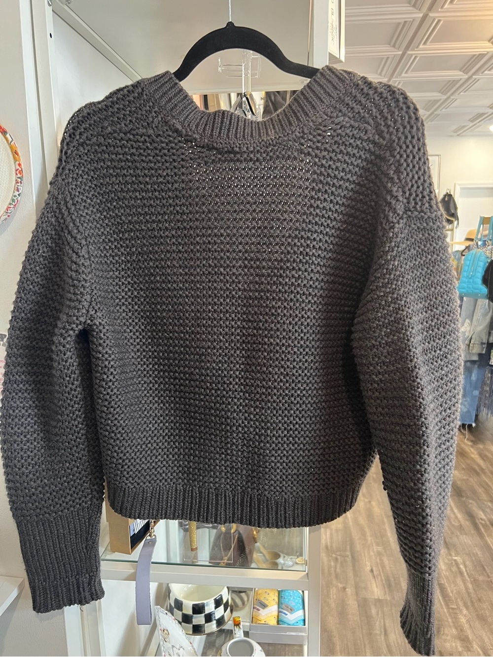 Wrap London Charcoal Knit Button-Front Cardigan - Picture 4 of 4